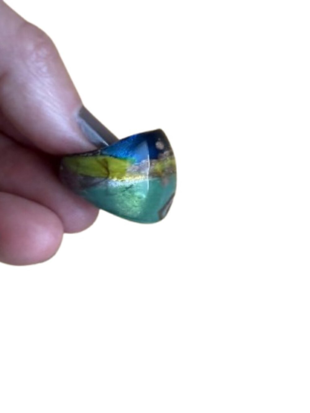 Multicolor Handcrafted Glass Art Ring - Picture 5 of 5